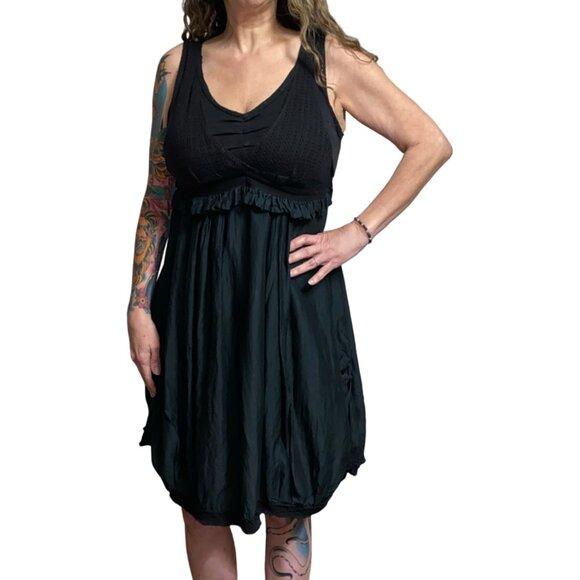 Sz.L*Monoreno*Black Knit Dress--Ties in Back--Silk-Blend - Picture 1 of 12